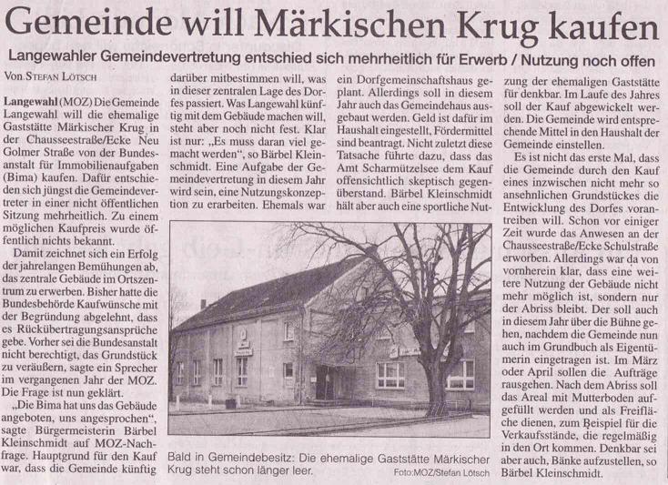 Aussriss aus MOZ vom 4.3.2010