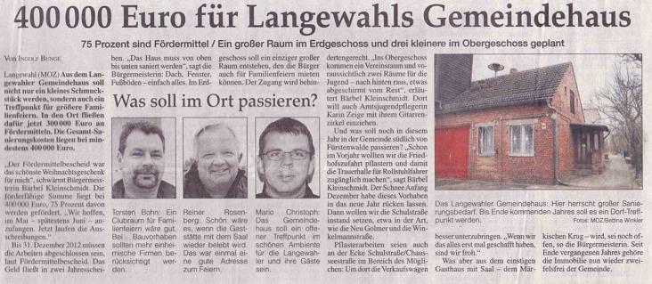 Zeitungsausriss, MOZ