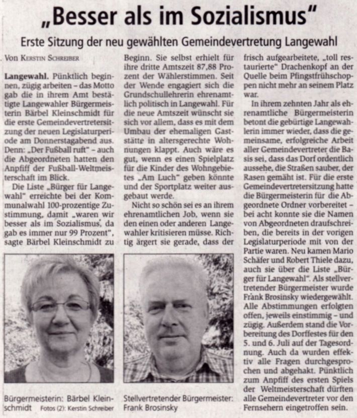Zeitungsausriss MOZ